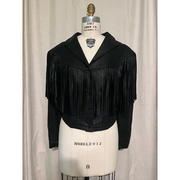 El Venado Jackets & Blazers - Vintage Black Fringe Leather Jacket